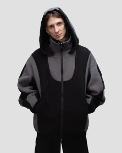 Худи Dune мужское, цвет темный серый с черным, размер l