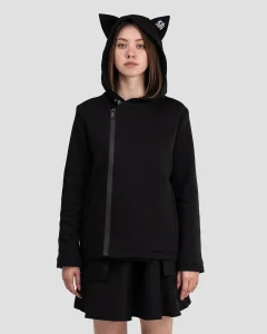 Толстовка Samurai Cat женская, цвет черный с белым, размер 52