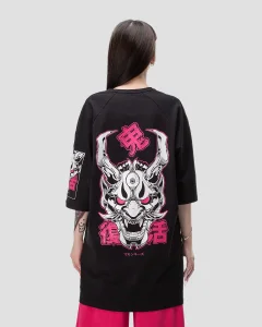 Футболка Oni B/P женская, цвет черный с розовым, размер 44