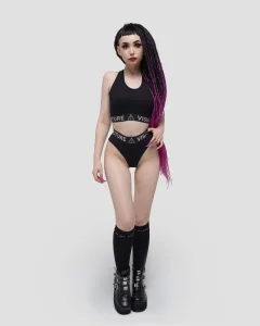 Трусы с высокой талией танга Gamma Black женские, цвет черный, размер 42