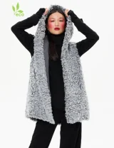 ЖИЛЕТ SYNERGY серый из ECO меха - OVER SIZE - Серый