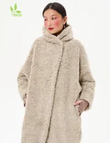 Пальто “КОКОН” из ЭКО меха (лен+конопля) - OVER SIZE - Nature - 