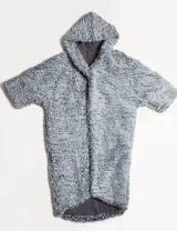 Пальто “КОКОН” из ЭКО меха (лен+конопля) серый - OVER SIZE - Nature - 