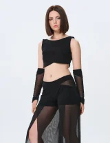 Crop top BURN черный - S - Черный